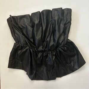 TCEC Black Leather strapless Top